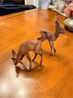 Mid-Century Plastic Fawn Deer Animal Figure Set Made In Germany